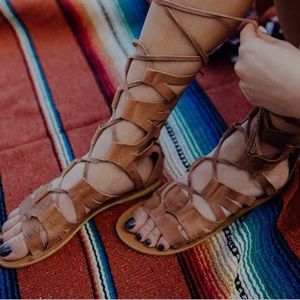 Free people lace up gladiator sandals size 38/8